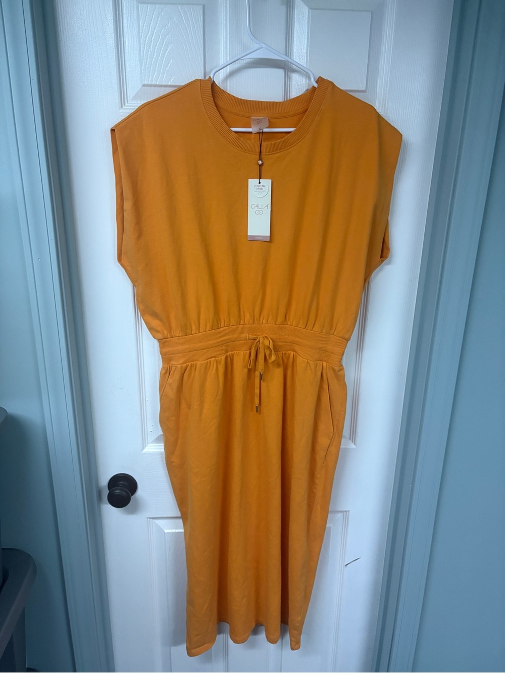 Calia NWT Cap Sleeve Women’s Drawstring Midi Dress - Orange size XL